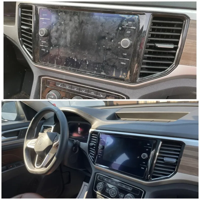 Before and after cleaning car interior